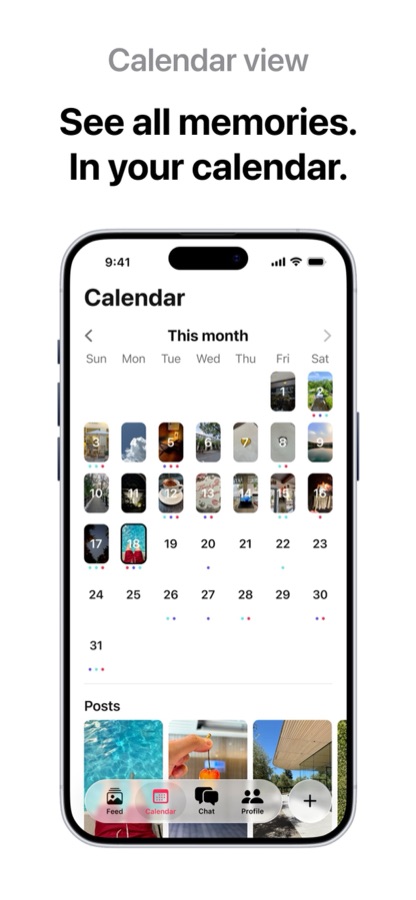 Calendar view of memories